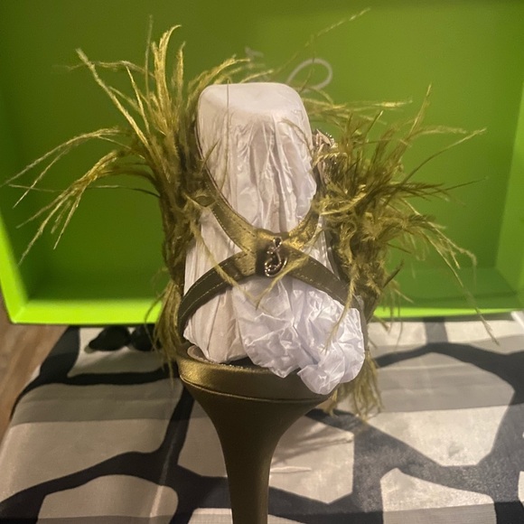 Sam Edelman Green Heels with Feather Detail